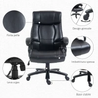 Vinsetto Poltrona da Ufficio Massaggiante e Riscaldata con 2 Punti Massaggio e 8 Programmi, Nera(m-7)