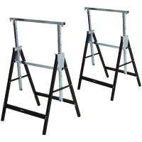 DURHAND zaagbok, werkbank, in hoogte verstelbaar, inklapbaar, metaal, zwart, 68 x 56 x 80-130 cm, belastbaarheid 200kg zaagbok werkbank in hoogte verstelbaar inklapbaar metaal zwart belastbaar | Aosom.de(m-1)