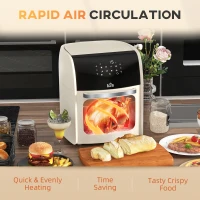 HOMCOM Digital Air Fryer with 8 Preset Modes, Rapid Air Circulation, 12L Air Fryer Oven with Memory Function, 1800W, Cream(m-7)