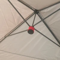 Outsunny Faltpavillon, leichter Aufbau durch 1-Knopf-System, höhenverstellbar, Metallrahmen, 3,6 x 3,6m, Beige(m-9)