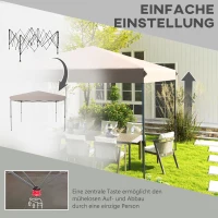 Outsunny Faltpavillon, leichter Aufbau durch 1-Knopf-System, höhenverstellbar, Metallrahmen, 3,6 x 3,6m, Beige(m-4)