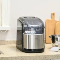 HOMCOM Ijsblokjesmachine Ijsblokjesdispenser, Ice-Maker, 12kg/Dag, 9 Stukken/ 6-12Minuten, Zilver(m-2)