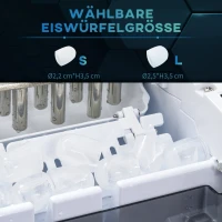 HOMCOM Ijsblokjesmachine Ijsblokjesdispenser, Ice-Maker, 12kg/Dag, 9 Stukken/ 6-12Minuten, Zilver(m-6)