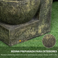 Outsunny Fonte de Jardim 5W Fonte de Água em Cascata de 4 Níveis com Bomba de Água e Saída de Água Ajustável 25x24x60 cm Multicolor(m-6)