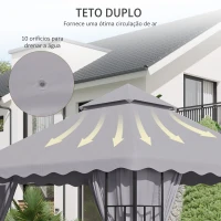 Outsunny Toldo de Substituição para Pérgola com Teto Duplo e 10 Orifícios de Drenagem 2,95x2,95 cm Cinza(m-5)