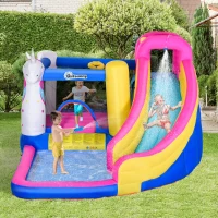 Outsunny 5 in 1 Bouncy Castle, with Blower, for Ages 3-8 Years - Multicoloured(m-4)