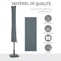 Outsunny Housse de Protection imperméable pour Parasol Droit avec Fermeture éclair et Cordon de Serrage Gris(m-4)