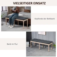 HOMCOM Tapicerowana ławka w stylu vintage, łóżkowa ławka sypialniana z guzikami, wykończenie lniane, wytrzymała do 120 kg, 117x40x48cm, ciemnoszara(m-6)