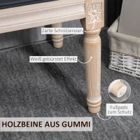 HOMCOM Tapicerowana ławka w stylu vintage, łóżkowa ławka sypialniana z guzikami, wykończenie lniane, wytrzymała do 120 kg, 117x40x48cm, ciemnoszara(m-5)