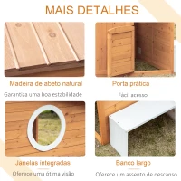Outsunny Casa Infantil de Madeira Casa de Brincar para Crianças acima de 3 Anos com Banco Caixa de Correio Lousa Janelas e Portas para Exterior 122x108x135,5cm Natural(m-6)