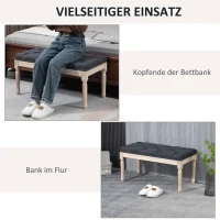 HOMCOM Tapicerowana ławka w stylu vintage, ławka do sypialni z guzikami, wykończona w lnianej fakturze, wytrzymała do 120 kg, 80x40x43cm, kolor ciemnoszary(m-6)