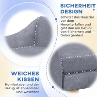 PawHut Hondenbank, Scandinavisch design, met afneembare bekleding in fluweelachtige stof, 102 cm x 58,5 cm x 42,5 cm, Grijs + Natuurlijk(m-7)