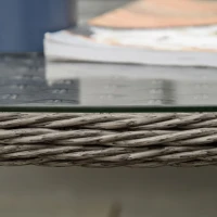 Outsunny Salon de jardin 4 places 4 pièces avec 2 fauteuils, canapé et table basse - en métal époxy résine tressée imitation rotin coussins inclus gris(m-8)