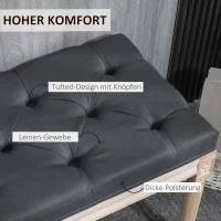 HOMCOM Tapicerowana ławka w stylu vintage, łóżkowa ławka sypialniana z guzikami, wykończenie lniane, wytrzymała do 120 kg, 117x40x48cm, ciemnoszara(m-4)