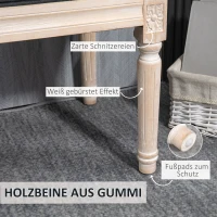 HOMCOM Tapicerowana ławka w stylu vintage, ławka do sypialni z guzikami, wykończona w lnianej fakturze, wytrzymała do 120 kg, 80x40x43cm, kolor ciemnoszary(m-5)