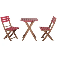 Outsunny Ensemble bistro de jardin 3 pièces avec 1 table et 2 chaises pliantes en bois de pin - rouge(m-1)