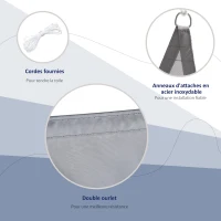 Outsunny Voile d'ombrage Triangulaire Grande Taille 3 x 3 x 3 m Polyester imperméabilisé Haute densité 160 g/m² Gris Clair(m-6)