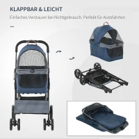 PawHut Wózek dla psa 2 w 1 Torba transportowa zdejmowana Spacerówka dla kota Oxford ciemnoniebieski(m-4)