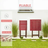 Outsunny Ensemble bistro de jardin 3 pièces avec 1 table et 2 chaises pliantes en bois de pin - rouge(m-5)
