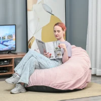 HOMCOM Poduszka siedziska beanbag wyściełana poliester pianka różowa(m-2)