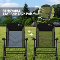 Outsunny Foldable Metal Frame Fishing Chair, with Adjustable Legs - Green/Black(m-5)