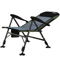 Outsunny Foldable Metal Frame Fishing Chair, with Adjustable Legs - Green/Black(m-11)