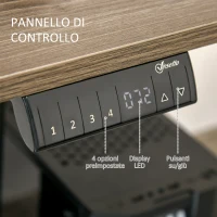 Vinsetto Scrivania Sollevabile a 4 Altezze con Design Anticollisione, Scrivania Porta PC con Regolazione Elettrica, Metallo Nero Legno Teak(m-5)