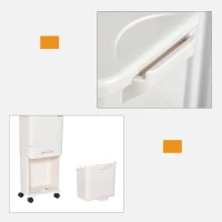 HOMCOM Pattumiera Differenziata a Pedale per Cucina, Capienza 45L, 4 Scomparti e 4 Ruote in Plastica PP Bianca, 42x29x83cm(m-8)