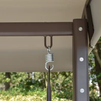Outsunny Banco Baloiço de Jardim de 3 Lugares com Teto 2 Almofadas Suporte para Bebidas e Estrutura de Metal para Terraço Balcão Exterior Carga Máxima 360kg 206x116x183cm Cinza(m-8)