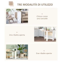 HOMCOM Tavolo da Pranzo Allungabile, Tavolo Pieghevole in Legno 103×76×73.5cm Rovere Bianco(m-7)