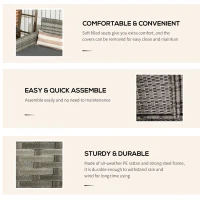 Outsunny Canapea pentru Exterior Gradina sau Terasa cu 3 locuri dim Ratan cu perne si dungi, Gri 173x68x78cm(m-5)