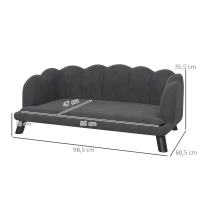 PawHut Sofa dla psa z oparciem Sofa dla zwierząt domowych z drewnianymi nogami Legowisko dla psa Sofa dla kota(m-3)