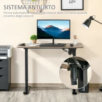 Vinsetto Scrivania Sollevabile a 4 Altezze con Design Anticollisione, Scrivania Porta PC con Regolazione Elettrica, Metallo Nero Legno Teak(m-7)