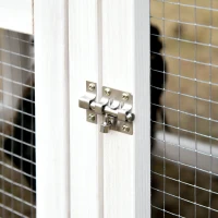 PawHut Poulailler cottage cage à poules surélevé dim. 176L x 65l x 100H cm multi-équipement toit bitumé noir bois sapin gris blanc(m-9)