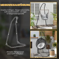 Outsunny Hangstoelstandaard Standaard voor Hangstoel Ophanging, 133 cm x 116 cm x 195/230 cm, Zwart(m-6)