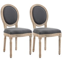 HOMCOM Set of Two French-Inspired Wooden Dining Chairs - Grey