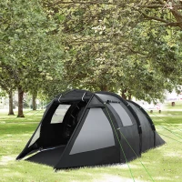 Outsunny Kampeertent Trekkingtent Tent, weerbestendig, 2 kamers,  475 x 264  cm breedte x 172, Zwart(m-2)