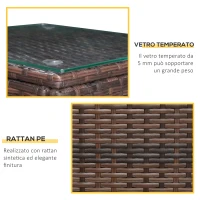 Outsunny Set Mobili da Giardino Rattan PE da 3 Pezzi, 2 Poltrone da Esterno, Tavolino e Cuscini, Marrone(m-7)