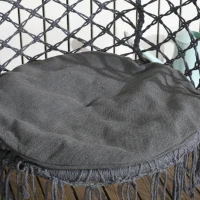 Outsunny Outdoor Hanging Rope Chair with Cotton Rope, Cotton-Polyester Blend Macrame Garden Hammock Chair with Seat Cushion, Support Backrest, for Patio, Garden, Porch, Dark Grey(m-8)