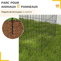 PawHut Lot de 2 parcs enclos modulables pour chiens lapins rongeurs clôture pour petits animaux pliant 1 porte 8 panneaux(m-6)