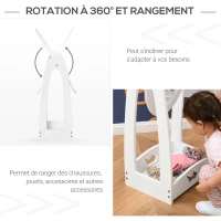 HOMCOM Portant Enfant - penderie Enfant + Miroir à Pied Enfant Inclinaison réglable - Design Couronne - étagères de Rangement, patère - MDF pin Blanc(m-7)