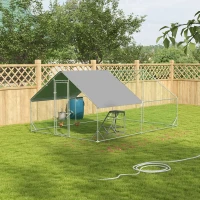 PawHut Walk In Chicken Run with Chicken Activity Shelf and Cover, 3 x 4 x 2m(m-10)
