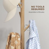 HOMCOM Eight-Hook Wooden Coat Rack - Natural(m-6)
