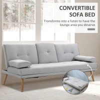 HOMCOM Fabric Click Clack Sofa Bed with 2 Cup Holders, Convertible Futon Settee, Futon Recliner Lounge for Living Room, Spare Room, Bedroom, Grey(m-4)