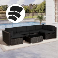 Outsunny Garden Rattan Sofa Cushion Polyester Cover Replacement Outdoor- No Cushion Included, Black(m-2)