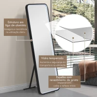 HOMCOM Espelho de Pé com Luzes LED Espelho de Corpo Inteiro 151,5x50 cm com Iluminação Ajustável e Função de Memória Preto(m-8)