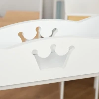 HOMCOM Portant Enfant - penderie Enfant + Miroir à Pied Enfant Inclinaison réglable - Design Couronne - étagères de Rangement, patère - MDF pin Blanc(m-8)