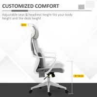 Vinsetto Office Chair, Fabric Desk Chair, Computer Gaming Chair with 2 Points Massage Lumbar Pillow, Adjustable Headrest and Seat Height, Rolling Swivel Wheels for Home Work Study, Grey(m-5)
