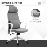 Vinsetto Office Chair, Fabric Desk Chair, Computer Gaming Chair with 2 Points Massage Lumbar Pillow, Adjustable Headrest and Seat Height, Rolling Swivel Wheels for Home Work Study, Grey(m-7)