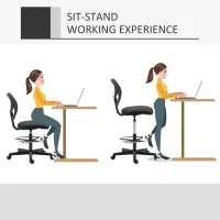 Vinsetto Ergonomic Mesh Standing Desk Chair with Adjustable Footrest Ring and Seat Height Black(m-4)